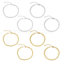 8Pcs 4 Style 304 Stainless Steel Herringbone Chains Bracelets Set for Men Women, Golden & Stainless Steel Color, 6-1/2 inch(16.5cm), 2Pcs/style(BJEW-UN0001-34)