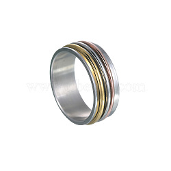 201 Stainless Steel Wide Band Rotating Finger Rings, Fidget Spinner Ring for Calming Worry Meditation, Multi-color, US Size 8(18.1mm)(FS-WGEF0B4-02)