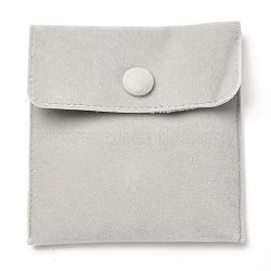 Square Velvet Jewelry Bags, with Snap Fastener, Gainsboro, 10x10x1cm(TP-B001-01B-04)