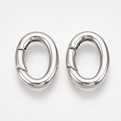 Non-Tarnish 304 Stainless Steel Spring Gate Rings, Oval Rings, Stainless Steel Color, 18x13x3mm, Inner Diameter: 12x7mm(STAS-S079-88A)