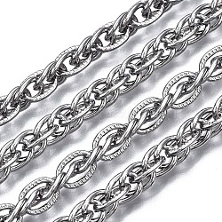 Tarnish Resistant 304 Stainless Steel Rope Chains, with Spool, Unwelded, Oval, Stainless Steel Color, 8.5x6x1mm, about 32.8 Feet(10m)/roll(CHS-T003-30A-P)