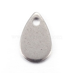 Stainless Steel Charms, teardrop, Stamping Blank Tag, Stainless Steel Color, 8x5x0.6mm, Hole: 1.2mm(STAS-L211-02A-P)