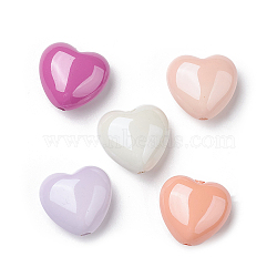 UV Plating Acrylic Beads, Iridescent, Heart, Mixed Color, 18.5x20x10mm, Hole: 2.5mm(X-PACR-R249-04)