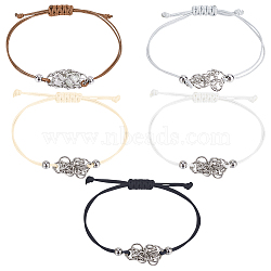 10Pcs 5 Colors 304 Stainless Steel Macrame Pouch Bracelet Making for Stone Holder, Adjustable Waxed Polyester Cord Bracelet Making, Mixed Color, Inner Diameter: 3/8~3-1/4 inch(0.9~8.2cm), 2pcs/color(AJEW-UN00038)