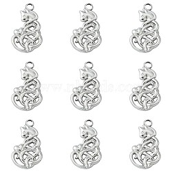 10Pcs 201 Stainless Steel Pendants, Cat with Heart Charm, Stainless Steel Color, 23x14x3mm, Hole: 2mm(STAS-CJ0002-34)