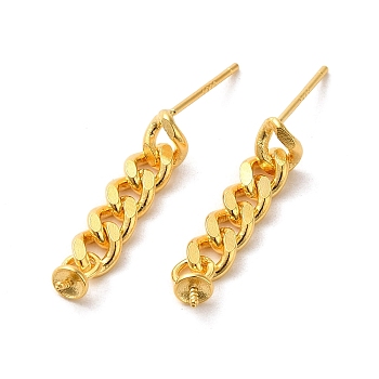 925 Sterling Silver Dangle Stud Earrings, Real 18K Gold Plated, 23x3mm, Pin: 11x0.7mm