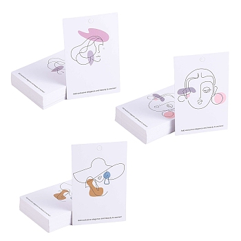 120Pcs 3 Style Rectangle with Women Pattern Cardboard Jewelry Display Cards, Human, Display Cards: 120pcs/set