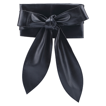 PU Leather Wrap Around Waist Band, No Buckle Cinch Belts, for Ladies Dress Decoration, Black, 79-1/8 inch(201cm)
