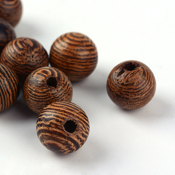 Natural Wood Beads, Lead Free, Round, Dyed, Coconut Brown, 8mm, Hole: 2mm