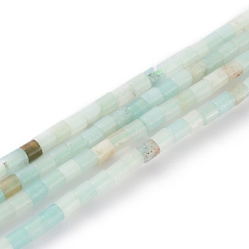Natural Flower Amazonite Beads Strands, Column, 2x2mm, Hole: 0.8mm, about 154~160pcs/strand, 15.16~15.75 inch(38.5~40cm)