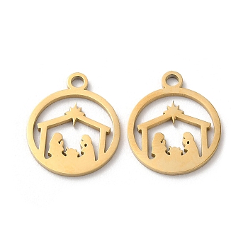 Ion Plating(IP) 304 Stainless Steel Charms, Manual Polishing, Nativity Scene, Golden, 14.5x12x1mm, Hole: 1.6mm