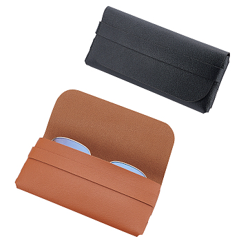 AHADEMAKER 2Pcs 2 Colors PU Imitation Leather Glasses Case, Multifunctional Storage Bag, for Eyeglass, Sun Glasses Protector, Rectangle, Mixed Color, 75x170x6mm, 1pc/color