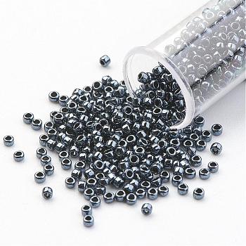 TOHO Japan Seed Beads, 15/0 Import Opaque Glass Round Hole Rocailles, (81) Metallic Hematite, 1.5x1mm, Hole: 0.5mm