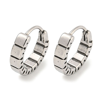 316 Surgical Stainless Steel Hoop Earrings for Women and Men, Ring, Antique Silver, 14.5x3.5mm