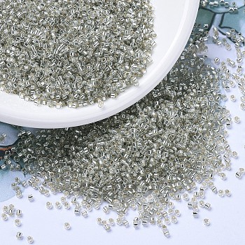 MIYUKI Delica Beads, Cylinder, Japanese Seed Beads, 11/0, (DB1211) Silver Lined Gray Mist, 1.3x1.6mm, Hole: 0.8mm, about 2000pcs/10g