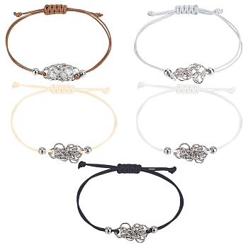 10Pcs 5 Colors 304 Stainless Steel Macrame Pouch Bracelet Making for Stone Holder, Adjustable Waxed Polyester Cord Bracelet Making, Mixed Color, Inner Diameter: 3/8~3-1/4 inch(0.9~8.2cm), 2pcs/color