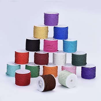 Polyester Cord, Twisted Cord, Mixed Color, 5mm, about 4.37 yards(4m)/roll