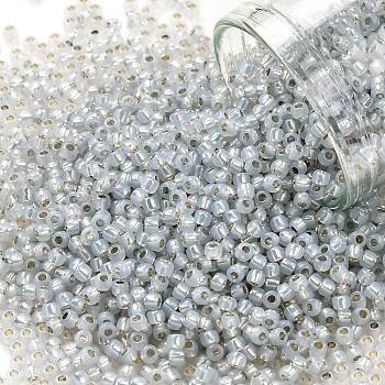 TOHO Round Seed Beads, Japanese Seed Beads, (2101) Silver Lined Grey Opal, 11/0, 2.2mm, Hole: 0.8mm, about 1110pcs/bottle, 10g/bottle