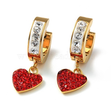 Siam Rhinestones Heart Dangle Hoop Earrings(EJEW-G292-19G)-2