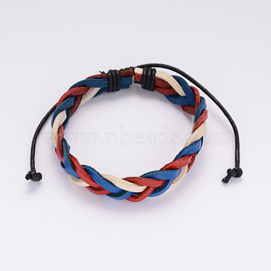 Pulseras cordón de cuero trenzado ajustable(BJEW-I227-02)-2