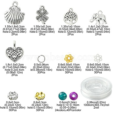 kits de fabrication de bijoux pour bracelets pendentifs en perles de verre et alliages(DIY-FS0006-25)-4