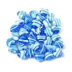 Handmade Lampwork Beads Strands, Heart, Dodger Blue, 14~16x14.5~15.5x9~10mm, Hole: 1.2~1.5mm, about 35pcs/strand, 18.11''(46cm)(LAMP-YW0002-02A)