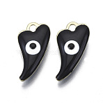 Alloy Pendants, with Enamel, Heart with Evil Eye, Light Gold, Black, 25x12.5x6mm, Hole: 3mm(ENAM-S016-61A)