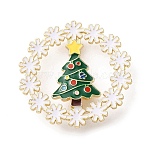 Christmas Enamel Pins, Alloy Lapel Pins for Backpack Clothes, Christmas Tree with Snowflake, 43.5x42.5mm(JEWB-B028-01G-09)