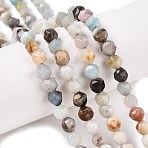 Natural Flower Amazonite Beads Strands, Round, Faceted, 5.5~6x5.5~6.5mm, Hole: 1mm, about 60~62pcs/strand, 14.17~14.88''(36~37.2cm)(G-T138-217)