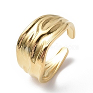 Ion Plating(IP) 304 Stainless Steel Open Cuff Ring for Women, Real 18K Gold Plated, Inner Diameter: 16mm(RJEW-C046-09G)