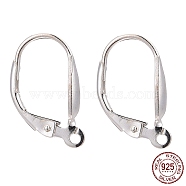 925 Sterling Silver Leverback Hoop Earring Findings, Silver, 17x9x3mm, Hole: 1mm(STER-A002-180)