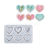 Heart DIY Silicone Quicksand Molds, Resin Casting Molds, for UV Resin, Epoxy Resin Jewelry Making, Heart Pattern, 85x140x11mm, Inner Diameter: 26~33x36~40mm(DIY-G079-07B)