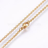 304 Stainless Steel Cable Chains Necklaces, with Lobster Claw Clasps, Golden, 19.69 inch(50cm), 2.4x0.6mm(MAK-L015-34C)