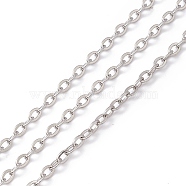 304 Stainless Steel Cable Chains, Soldered, with Spool, Flat Oval, Stainless Steel Color, 3.5x2.5x0.6mm, about 164.04 Feet(50m)/roll(CHS-R002-01)