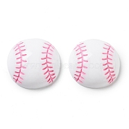 Opaque Resin Decoden Cabochons, Sport Ball, White, Baseball, 24~25x7~8mm(RESI-A034-03C)