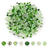 500Pcs Electroplat Opaque Glass Beads, Half Rainbow Plated, Faceted, Rondelle, Green, 4x3mm, Hole: 0.4mm(EGLA-YW0001-39C)