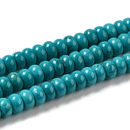 Natural Howlite Beads Strands, Dyed, Rondelle, Turquoise, 6x4mm, Hole: 0.7mm, about 105pcs/strand, 15.75''(40cm)(G-B049-C01-08A)