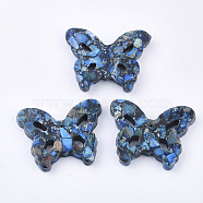 Synthetic Gold Line Regalite/Imperial Jasper/Sea Sediment Jasper Pendants, Dyed, Butterfly, Blue, 39~40x51~52x8mm, Hole: 1.2mm(G-S329-083A)