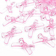 Transparent Acrylic Beads, Bowknot, Pearl Pink, 20x34x5.5mm, Hole: 1.8mm(X-TACR-S154-55B-903)