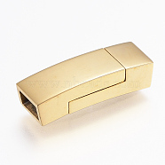 304 Stainless Steel Magnetic Clasps with Glue-in Ends, Rectangle, Golden, 23.5x7.5x5.5mm, Hole: 3.5x6mm(STAS-F130-85G)