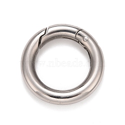 304 Stainless Steel Spring Gate Rings, for Keychain, Stainless Steel Color, 7 Gauge, 20x3.5mm(STAS-M296-01P-A)