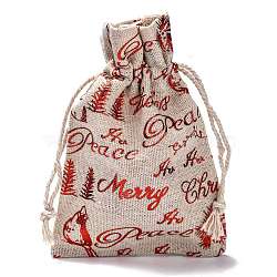 Cotton Gift Packing Pouches Drawstring Bags, for Christmas Valentine Birthday Wedding Party Candy Wrapping, Red, Christmas Tree Pattern, 14.3x10cm(ABAG-B001-01B-02)