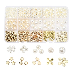 DIY Jewelry Making Kits, Including Star & Heart & Barrel & Flat Round CCB Plastic Beads, Round ABS Plastic Beads, Mixed Color, 720pcs/box(DIY-YW0003-84)