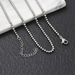 2.5MM Brass Ball Chain Necklaces, Rack Plating  Long-Lasting Plated, Lead Free & Cadmium Free, Platinum, 17.72 inch(45cm)(NJEW-K312-01P)