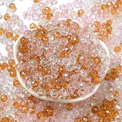 Glass Beads, Faceted, Rondelle, Pearl Pink, 6x5mm, Hole: 1mm, about 280pcs/60g(EGLA-A034-SM6mm-23)