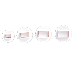 Plastic Cookie Fondant Stamper Set, Biscuit Cookie Stamp Impress, Round with Rectangle Pattern, White, 11~17x40~48mm, about 4pcs/set(BAKE-PW0001-554H)