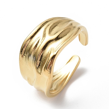 Ion Plating(IP) 304 Stainless Steel Open Cuff Ring for Women, Real 18K Gold Plated, Inner Diameter: 16mm