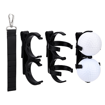 4Pcs 2 Style PU Leather Golf Tee Holder, with 7 Tee, ABS Plastic Double Clip Ball Holder Organizer, for Golfer Golfing Sporting Tool Accessory Accessories, Black, 84~215x25~41mm