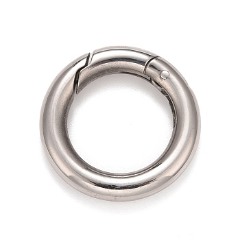 304 Stainless Steel Spring Gate Rings, for Keychain, Stainless Steel Color, 7 Gauge, 20x3.5mm
