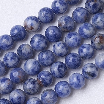 Natural Blue Spot Jasper Beads Strands, Round, 8mm, Hole: 1mm, about 49pcs/strand, 15.35 inch